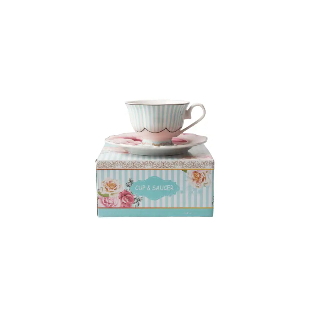 JENNA CLIFFORD – Wavy Rose Cup & Saucer In Gift Box