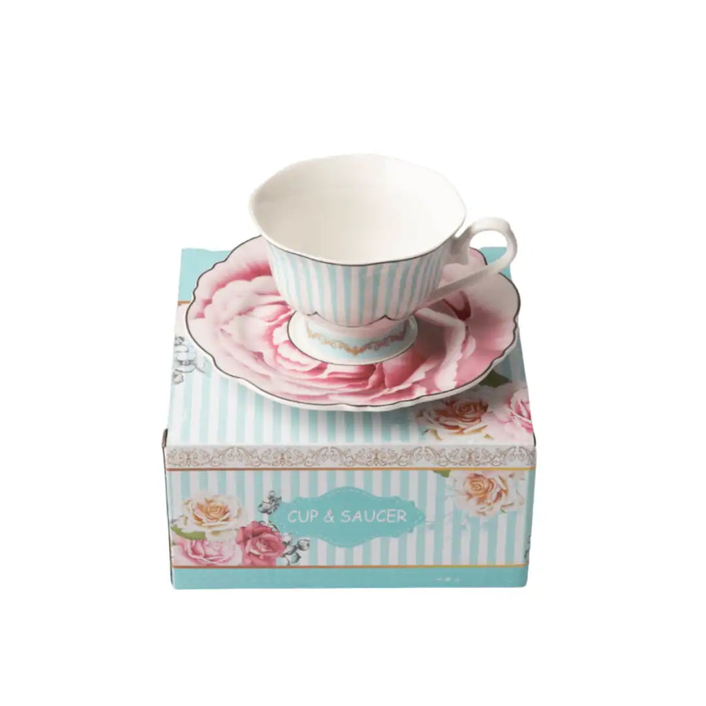 JENNA CLIFFORD – Wavy Rose Cup & Saucer In Gift Box