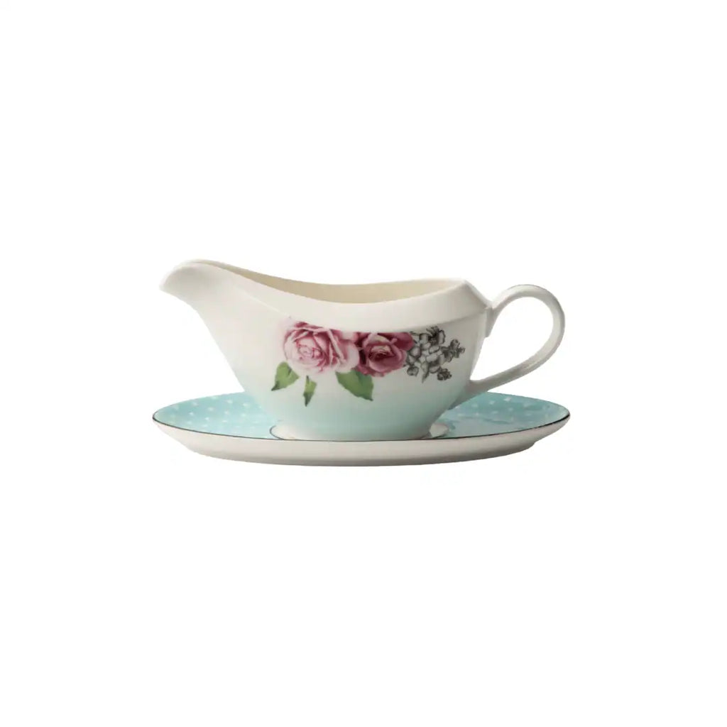 JENNA CLIFFORD – Wavy Rose Gravy Boat With Saucer