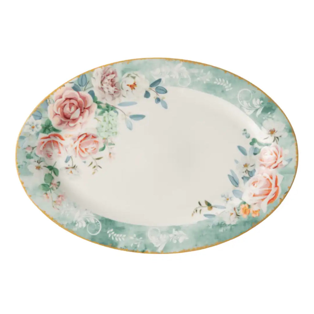 JENNA CLIFFORD – Green Floral Oval Platter