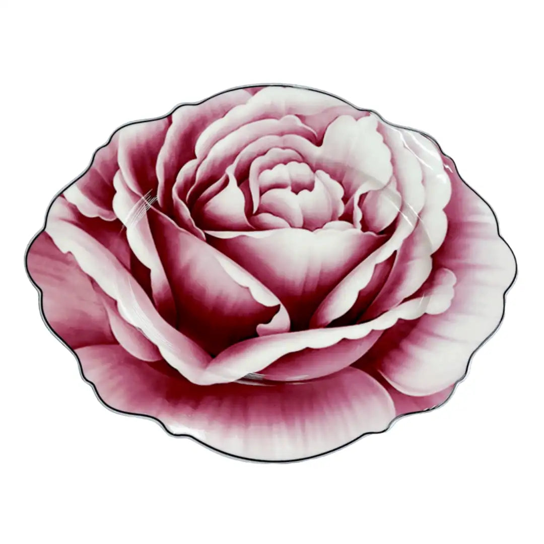 JENNA CLIFFORD – Wavy Rose Full Decal Oval Platter 35cm