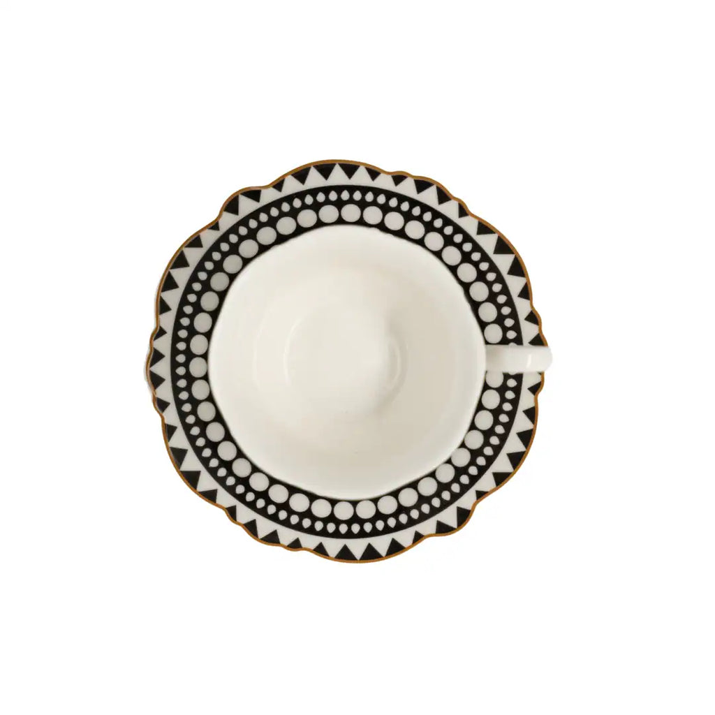 JENNA CLIFFORD – Black Rose Cup & Saucer in Gift Box