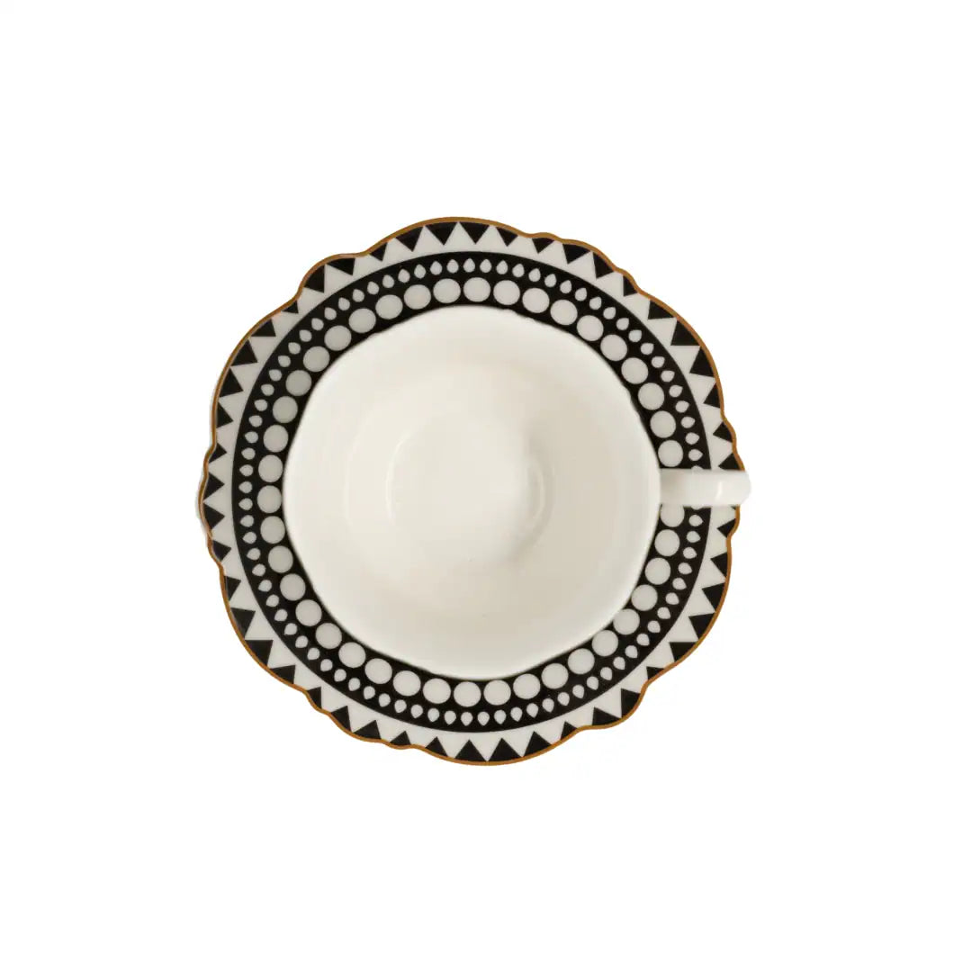 JENNA CLIFFORD – Black Rose Cup & Saucer in Gift Box