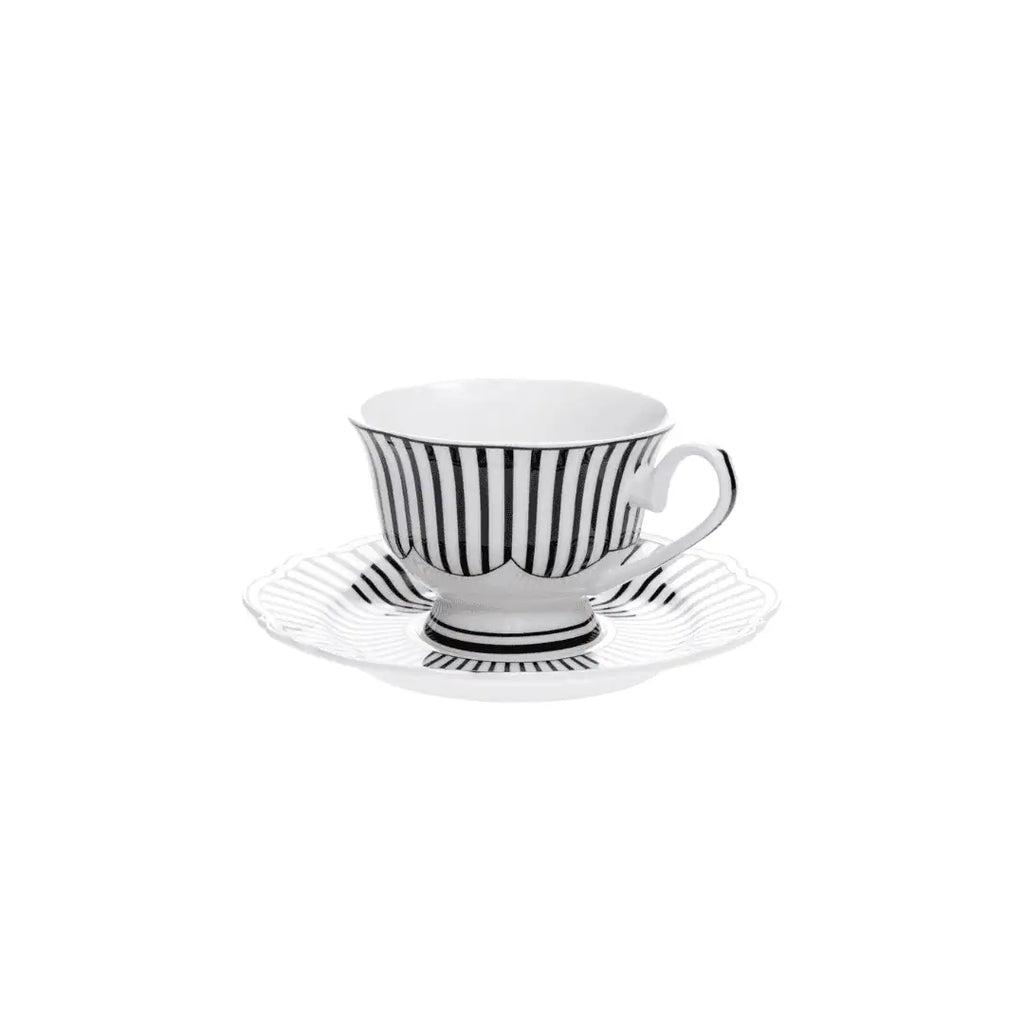 JENNA CLIFFORD – Ivory Noir Cup & Saucer Set of 4