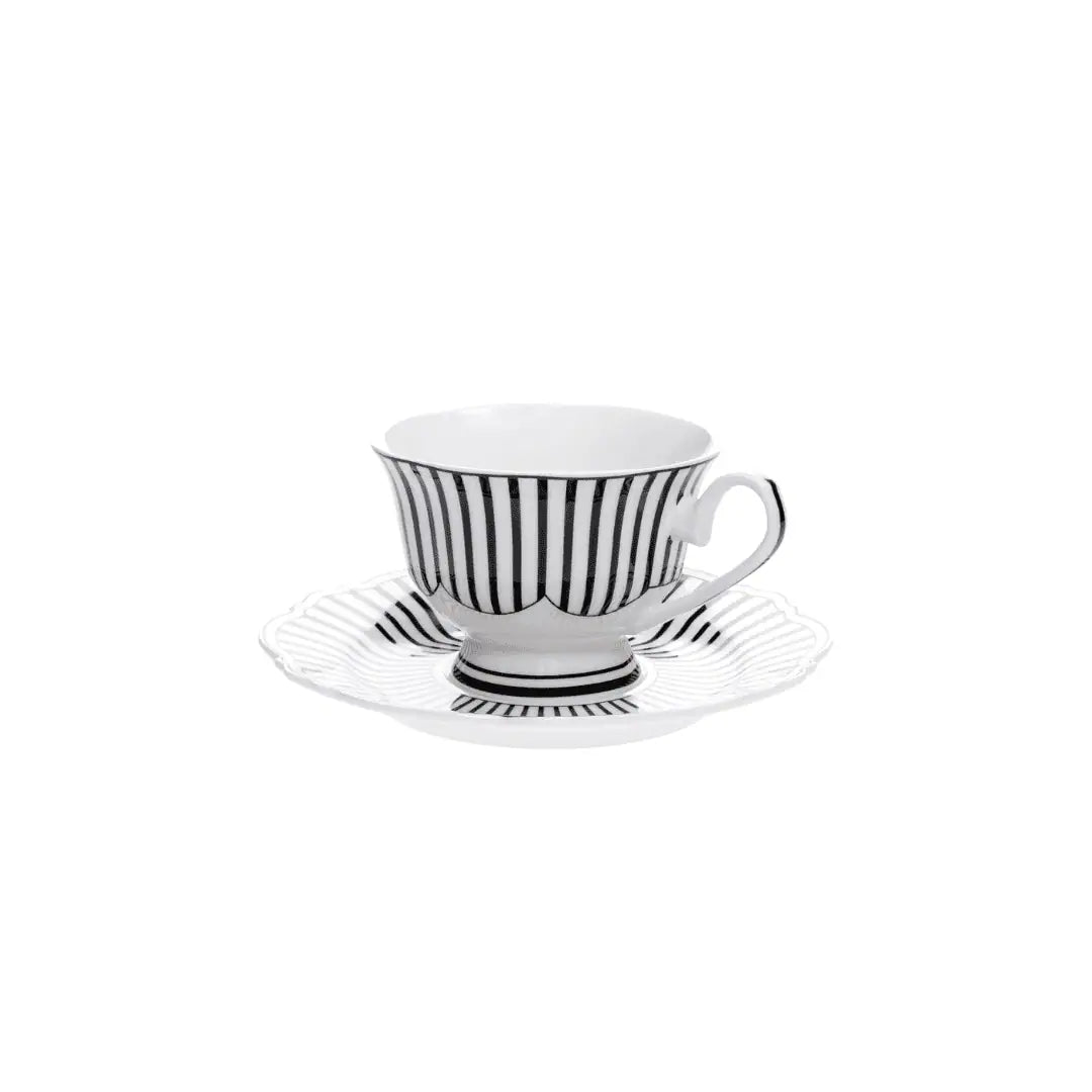 JENNA CLIFFORD – Ivory Noir Cup & Saucer Set of 4