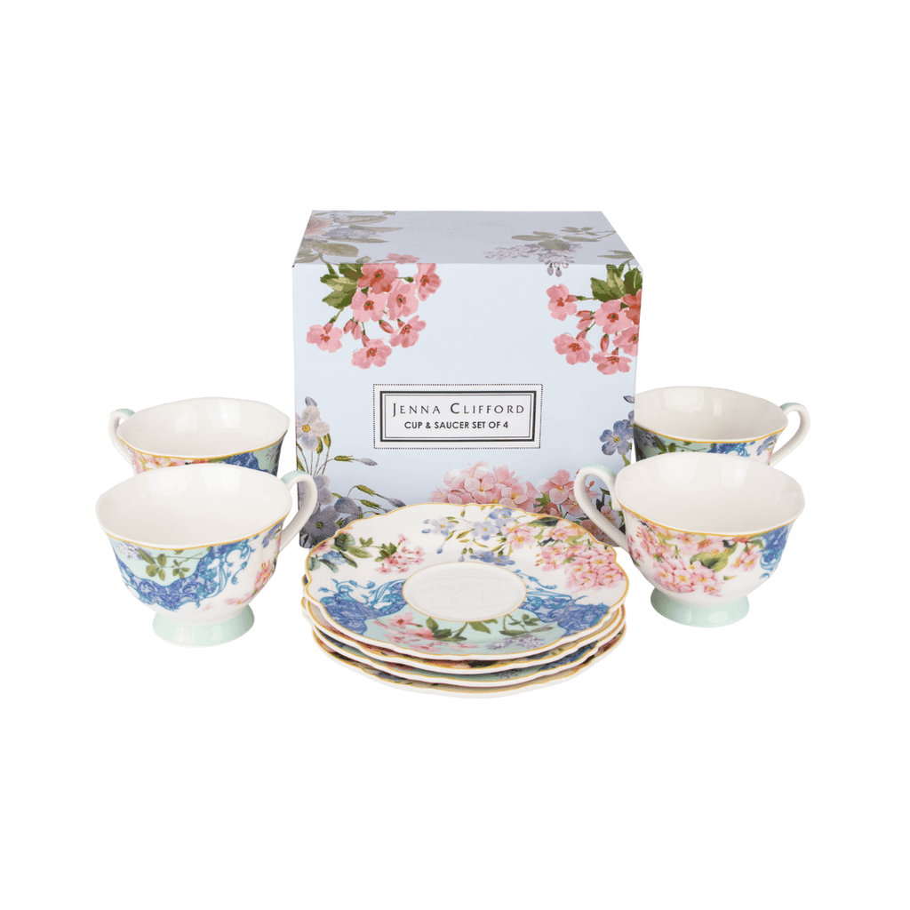 JENNA CLIFFORD – Belle Fleur Cup & Saucer Set of 4